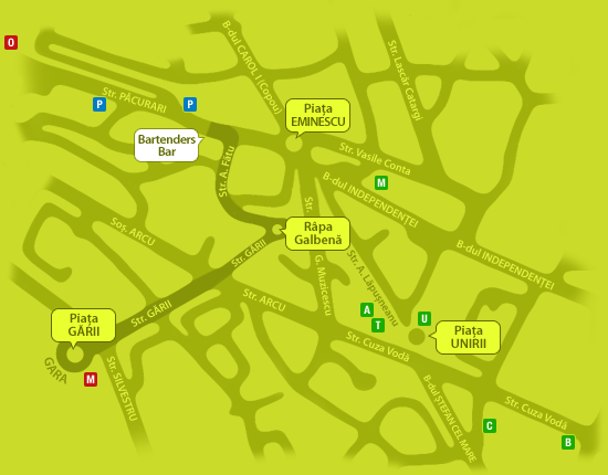 Harta Iaşi - Zona Gării, Centru